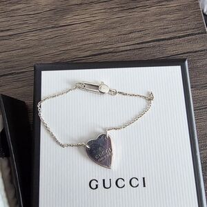 Gucci Silver Heart Charm Bracelet